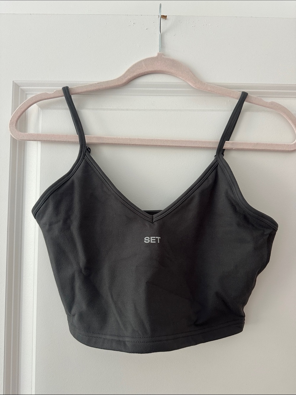 Set Active Formcloud Gray Cropped Spaghetti Strap Tank/Bra
